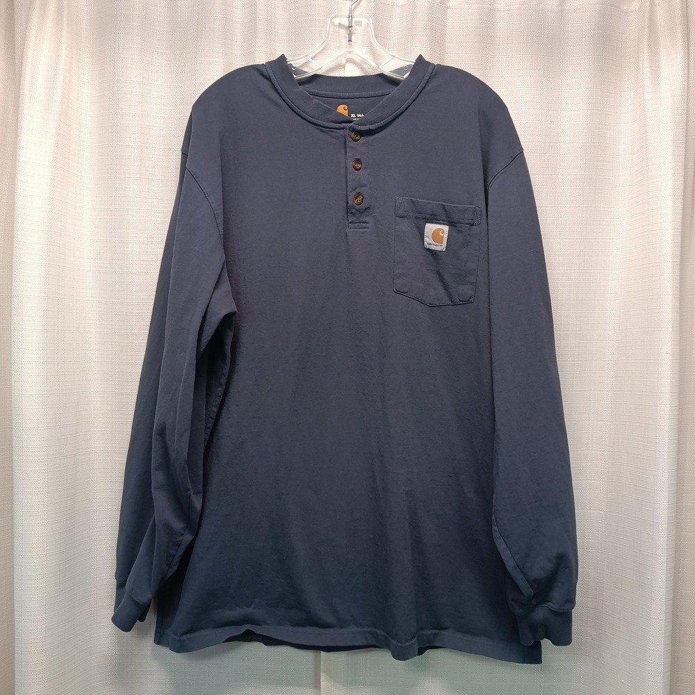 Carhartt Mens XL Tall Gray Henley Long Sleeve Pocket T-Shirt Cotton Gorpcore